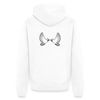 Zwei Tauben transparent - Unisex Premium Bio Zip Hoodie - Weiß - Hinten - Thijin (182cm)