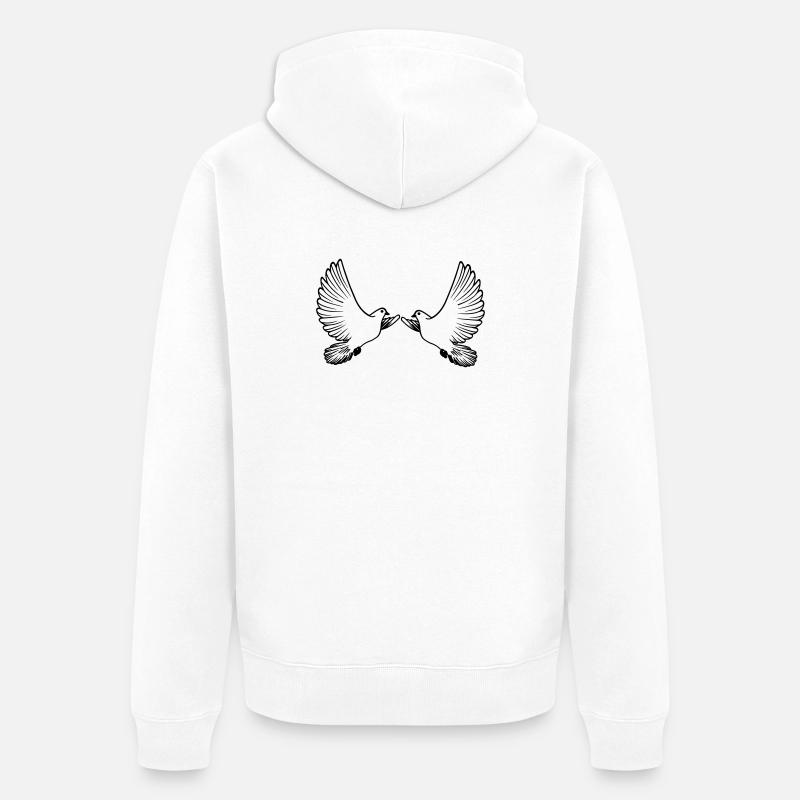 Zwei Tauben transparent - Unisex Premium Bio Zip Hoodie - Weiß
