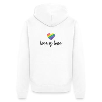 Mois de la fierté - L’amour c’est l’amour - Veste à capuche bio Premium Unisexe - blanc - Dos - Thijin (182cm)
