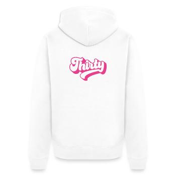 Trente 30e anniversaire pour les femmes de 30 ans - Veste à capuche bio Premium Unisexe - blanc - Dos - Thijin (182cm)
