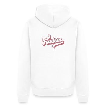 Quatorze 14e anniversaire pour les filles de 14 ans - Veste à capuche bio Premium Unisexe - blanc - Dos - Thijin (182cm)