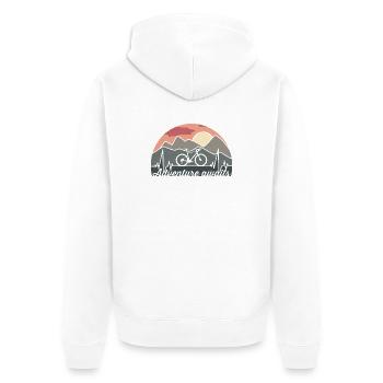 "Adventure Awaits" Fahrrad Bike - Nature Mountains - Unisex Premium Bio Zip Hoodie - Weiß - Hinten - Thijin (182cm)