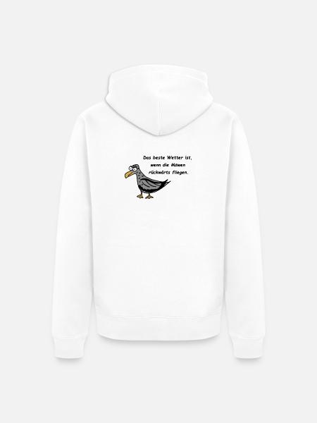 Möwe - Das beste Wetter ist, wenn die Möwen ... - Unisex Premium Bio Zip Hoodie - Weiß