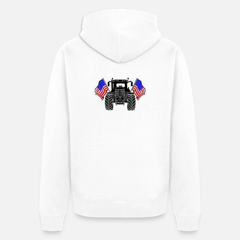 Tracteur Two Flags États-Unis - Veste à capuche bio Premium Unisexe - blanc
