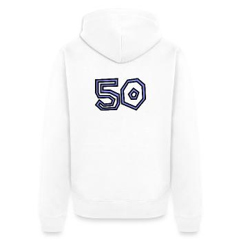 50. 50 ANS. 50e ANNIVERSAIRE. ANNIVERSAIRE 50 ANS. - Veste à capuche bio Premium Unisexe - blanc - Dos - Thijin (182cm)