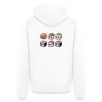 Sushi Smiles : Le délicieux bouquet de rouleaux - Veste à capuche bio Premium Unisexe - blanc - Dos - Thijin (182cm)