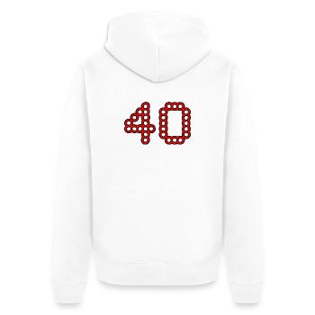 ANNIVERSARY. HAPPY BIRTHDAY. HAPPY BIRTHDAY. - Unisex Premium Organic Zip Hoodie - white - Back - Thijin (182cm)