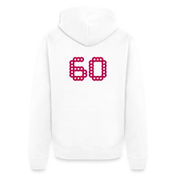 60. 60 ANS. 60e ANNIVERSAIRE. ANNIVERSAIRE 60 ANS. - Veste à capuche bio Premium Unisexe - blanc - Dos - Thijin (182cm)