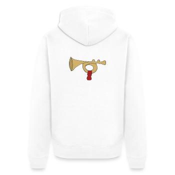 Trombone vintage avec manche rouge - Veste à capuche bio Premium Unisexe - blanc - Dos - Thijin (182cm)