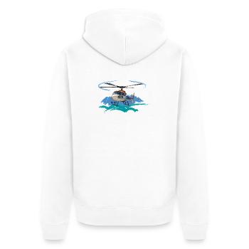 Helicopter approaching the mountains - Unisex Premium Organic Zip Hoodie - white - Back - Thijin (182cm)