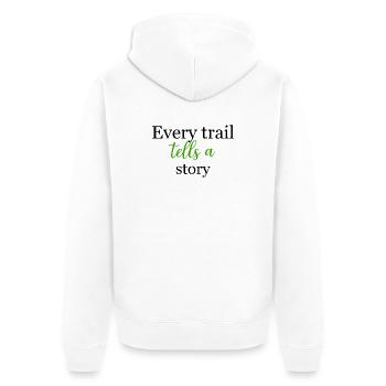 Inspirierende grüne Schrift, die jeder Weg erzähltDesign - Unisex Premium Bio Zip Hoodie - Weiß - Hinten - Thijin (182cm)