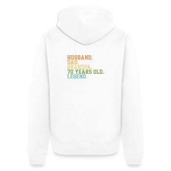 Husband Dad Grandpa 70 Years Old Legend - Unisex Premium Organic Zip Hoodie - white - Back - Thijin (182cm)