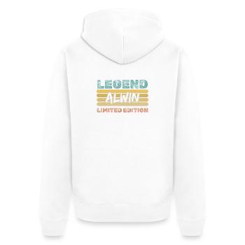 Gift for Alwin - Unisex Premium Organic Zip Hoodie - white - Back - Thijin (182cm)