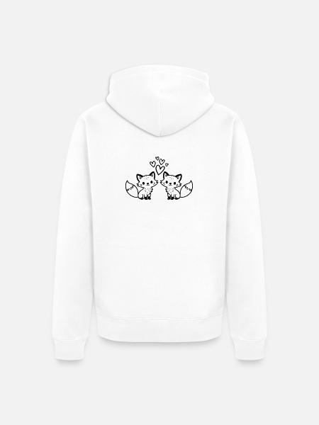 Fuchs Paar Herzen Liebe - Unisex Premium Bio Zip Hoodie - Weiß