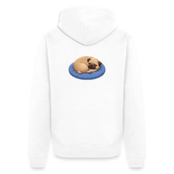 Carlin mignon Chien de dessins animés câlinant Reposant - Veste à capuche bio Premium Unisexe - blanc - Dos - Thijin (182cm)