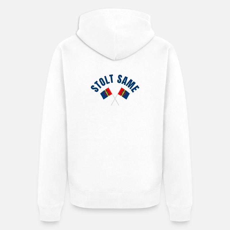 Proud Sami – Drapeaux croisés - Veste à capuche bio Premium Unisexe - blanc
