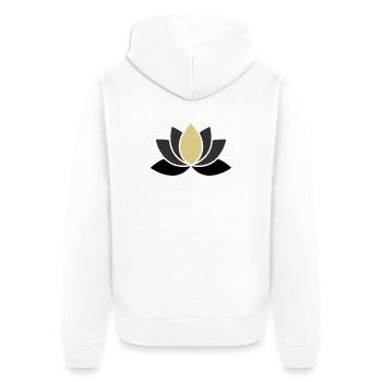  Edle Lotusblume Spa Wellness - Unisex Premium Bio Zip Hoodie - Weiß - Hinten - Thijin (182cm)