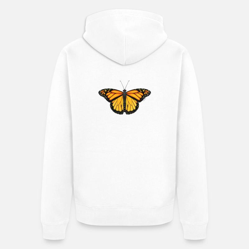 Ailes de soleil du papillon monarque - Veste à capuche bio Premium Unisexe - blanc