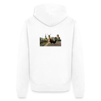 Marans, City Roosters at the Mill - Unisex Premium Organic Zip Hoodie - white - Back - Thijin (182cm)