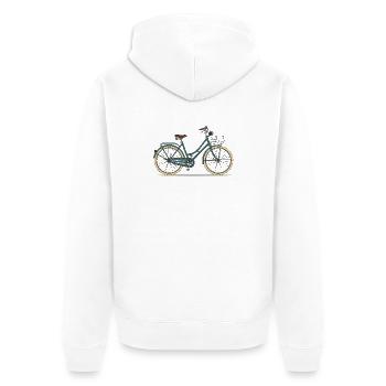 Retro City Cruiser Bicycle Art - Unisex Premium Organic Zip Hoodie - white - Back - Thijin (182cm)