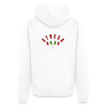 Stresa mit gekreuzten italienischen Flaggen - Unisex Premium Bio Zip Hoodie - Weiß - Hinten - Thijin (182cm)