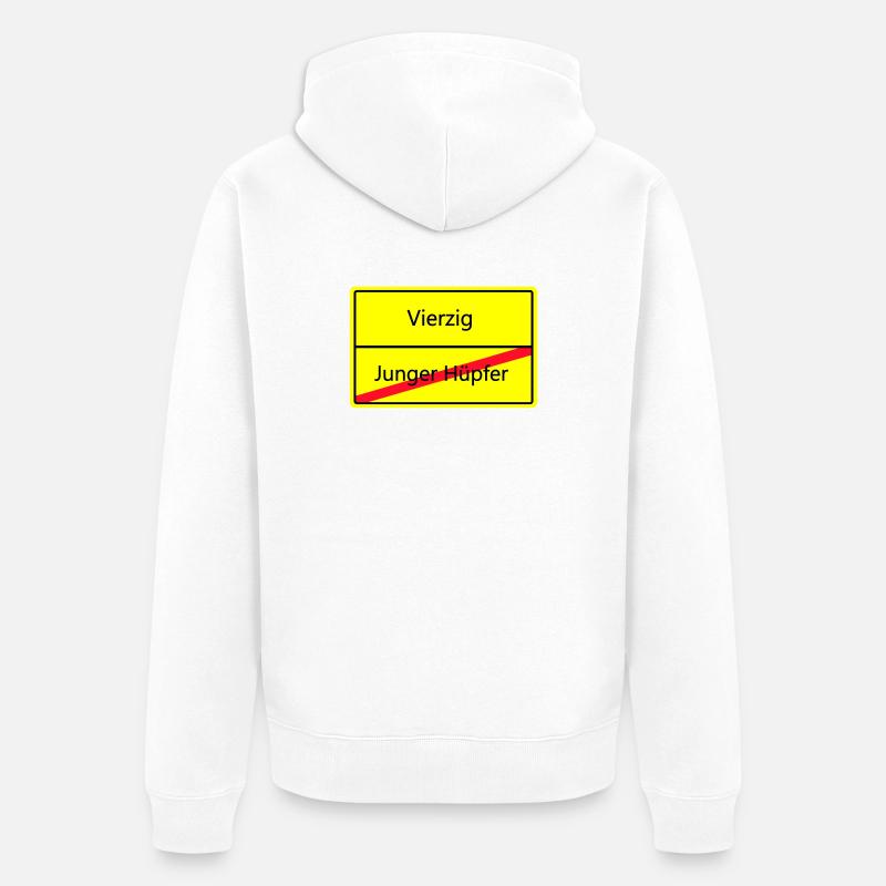 ortsschild_vierzig - Unisex Premium Bio Zip Hoodie - Weiß