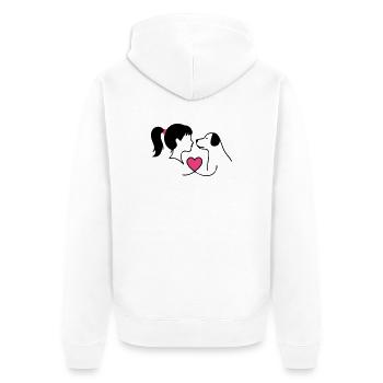 Maman Chien Fille Chien Chère Maîtresse - Veste à capuche bio Premium Unisexe - blanc - Dos - Thijin (182cm)