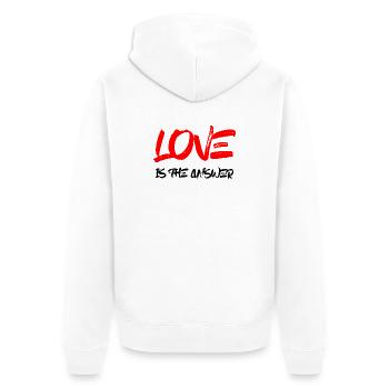 Love is the Answer Red - Unisex Premium Organic Zip Hoodie - white - Back - Thijin (182cm)