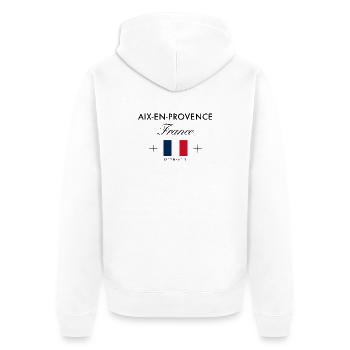 Aix en Provence Frankreich Koordinaten Reise - Unisex Premium Bio Zip Hoodie - Weiß - Hinten - Thijin (182cm)