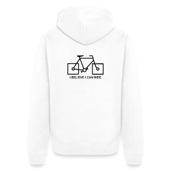 Fahrrad Humor i Believe i can ride - Unisex Premium Bio Zip Hoodie - Weiß - Hinten - Thijin (182cm)