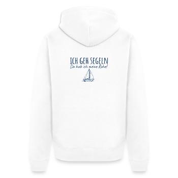 Segeln Da hab ich meine Ruhe - Unisex Premium Bio Zip Hoodie - Weiß - Hinten - Thijin (182cm)