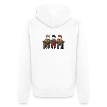 Trois garçons à table lisant un livre – l’amitié - Veste à capuche bio Premium Unisexe - blanc - Dos - Thijin (182cm)