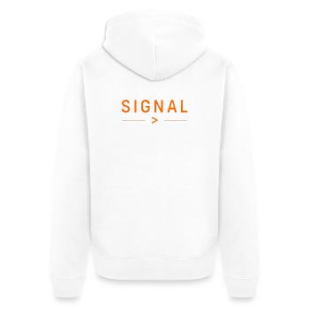Bitcoin digitales Geld Wertspeicher Finanzielle  - Unisex Premium Bio Zip Hoodie - Weiß - Hinten - Thijin (182cm)