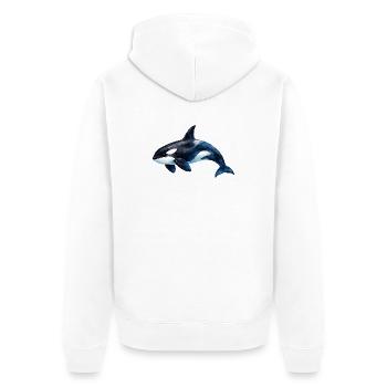Oceanic Orca Watercolor - Unisex Premium Organic Zip Hoodie - white - Back - Thijin (182cm)