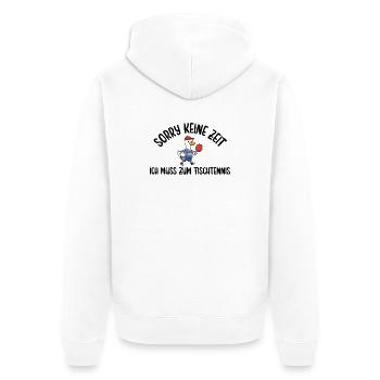 Tischtennisspieler Gans Muss zum Tischtennis - Unisex Premium Bio Zip Hoodie - Weiß - Hinten - Thijin (182cm)