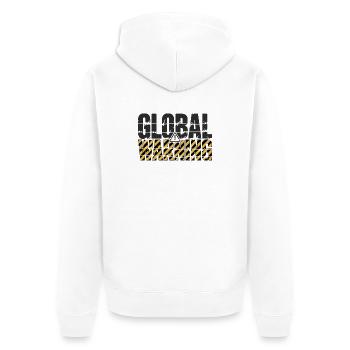 Global Warning Klima - Unisex Premium Bio Zip Hoodie - Weiß - Hinten - Thijin (182cm)