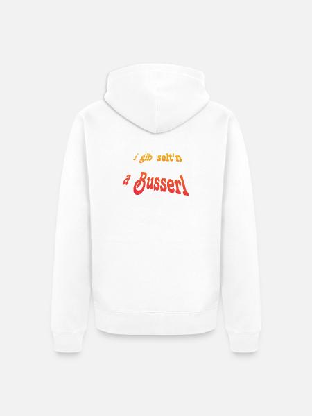 i_gib_selten_a_Busserl - Unisex Premium Bio Zip Hoodie - Weiß