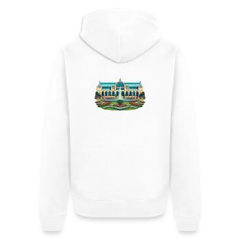 Flora Köln Retro - Unisex Premium Bio Zip Hoodie - Weiß - Hinten - Thijin (182cm)