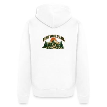 Finde deinen Bergpfad - Unisex Premium Bio Zip Hoodie - Weiß - Hinten - Thijin (182cm)