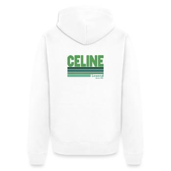 Céline-grüne Legende - Unisex Premium Bio Zip Hoodie - Weiß - Hinten - Thijin (182cm)