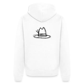 Tirolerhut handgezeichnet - Unisex Premium Bio Zip Hoodie - Weiß - Hinten - Thijin (182cm)
