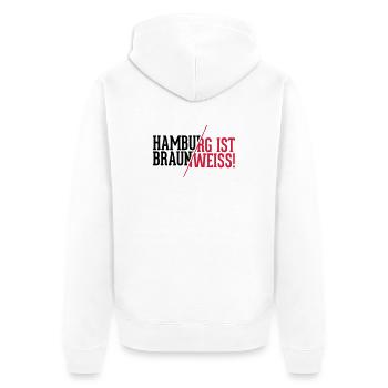 Hamburg ist braun weiß - St. Pauli T-Shirt - Unisex Premium Bio Zip Hoodie - Weiß - Hinten - Thijin (182cm)