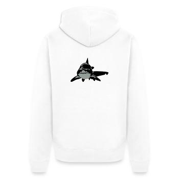 shark - Unisex Premium Organic Zip Hoodie - white - Back - Thijin (182cm)