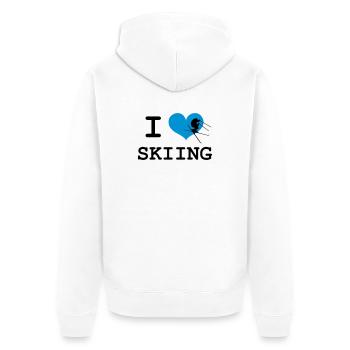 I Love Skiing - Unisex Premium Bio Zip Hoodie - Weiß - Hinten - Thijin (182cm)