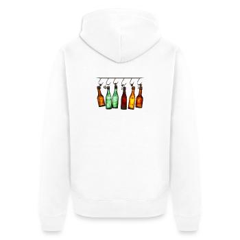 Hängende bunte Flaschen - Unisex Premium Bio Zip Hoodie - Weiß - Hinten - Thijin (182cm)