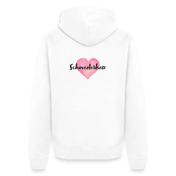 Schwesterherz Schwester Herz - Unisex Premium Bio Zip Hoodie - Weiß - Hinten - Thijin (182cm)