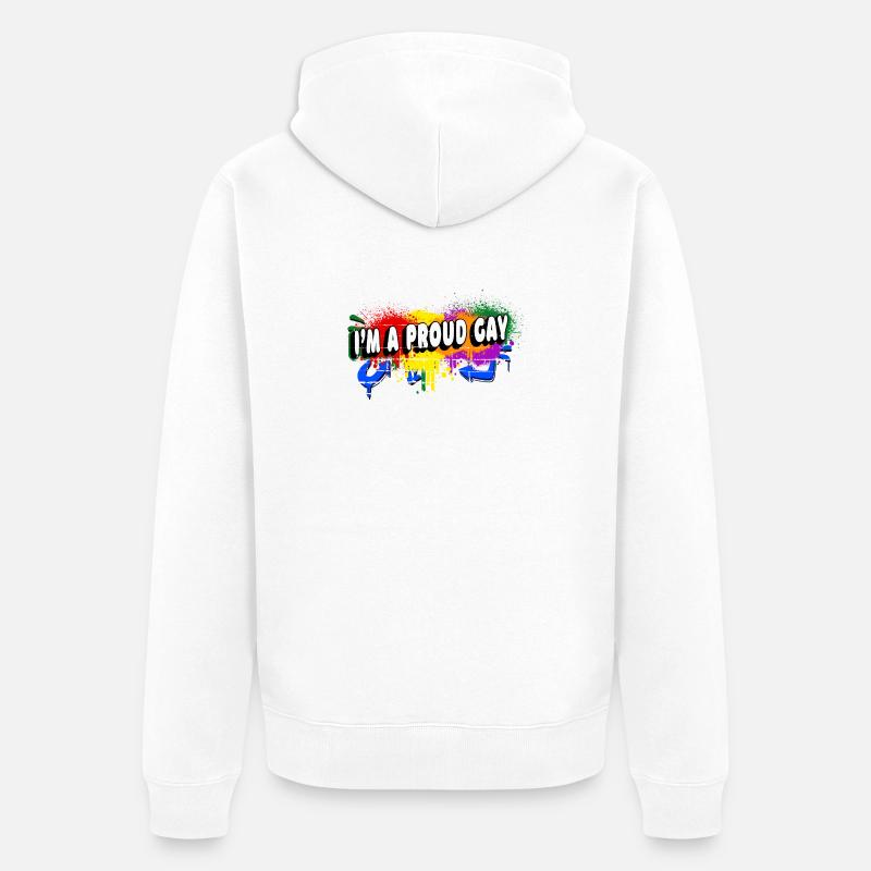 Ich bin ein stolzer Schwuler - Unisex Premium Bio Zip Hoodie - Weiß