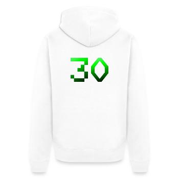 schenken, 30 Pixelig - Unisex Premium Bio Zip Hoodie - Weiß - Hinten - Thijin (182cm)