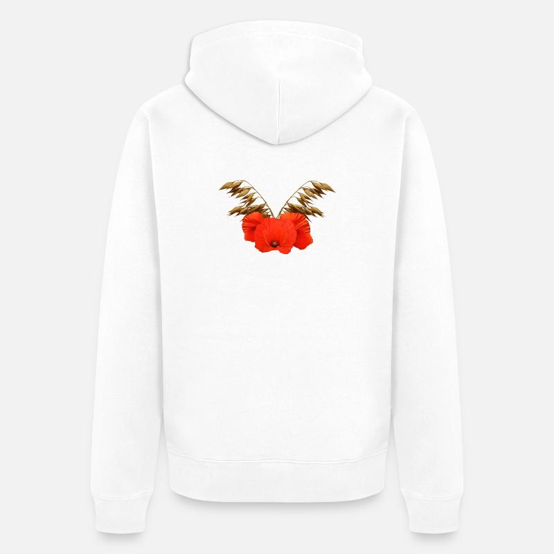 ländliche blumenmuster, Mohnmuster mit Hafer - Unisex Premium Bio Zip Hoodie - Weiß