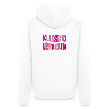 Geschenke für Klassenlehrerin - KLASSE LEHRERIN - Unisex Premium Bio Zip Hoodie - Weiß - Hinten - Thijin (182cm)